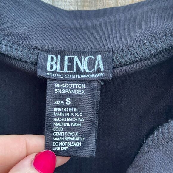 Blenca Women's Black V-Neck Long-Sleeve Collared Blouse Size S - Picture 3 of 3